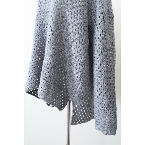 James Perse Size 4 / XL Marina Cowl Neck Sweater Gray Open Knit Wool Blend - Picture 6 of 12